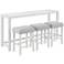 Cordero 72 1/4" Wide White and Glass Bar Console Table with 3 Stools