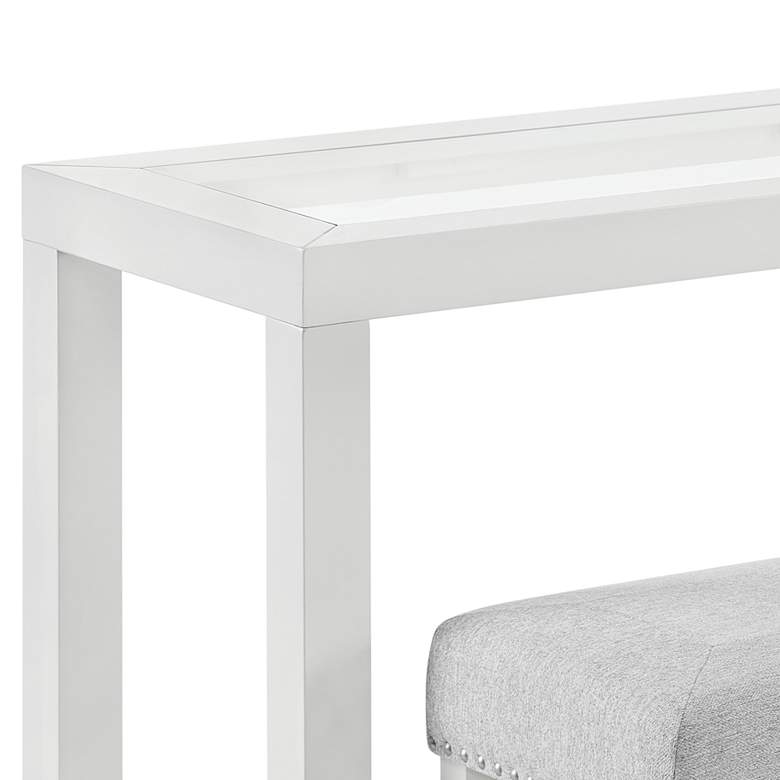 Image 3 Cordero 72 1/4" Wide White and Glass Bar Console Table with 3 Stools more views