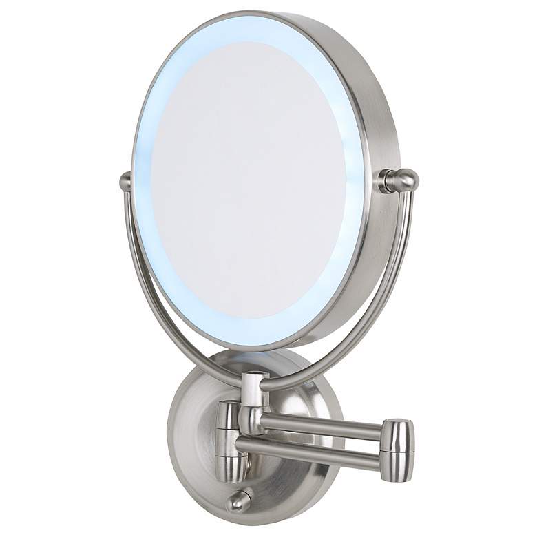 Image 3 Cordless Adjustable Satin Nickel Wall Mount LED Lighted Makeup Mirror