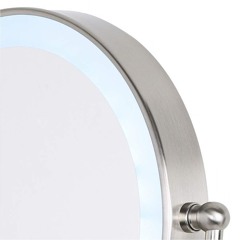 Image 4 Cordless Adjustable Satin Nickel Wall Mount LED Lighted Makeup Mirror more views