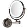 Cordless LED Pivoting 9" Wide Pewter Wall Mount Mirror