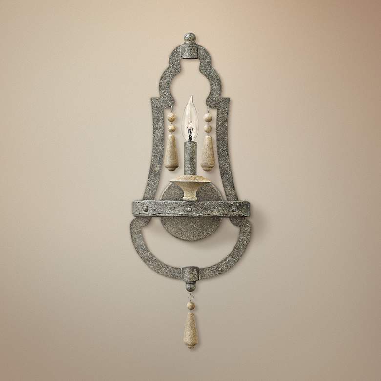 Image 1 Cordoba 22 1/2 inchH Distressed Iron Wall Sconce