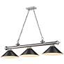 3_Cordon 57 1/4" Wide Black and Black 3-Light Billiard Pendant