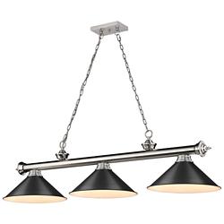 Cordon 57 1/4" Wide Black and Black 3-Light Billiard Pendant