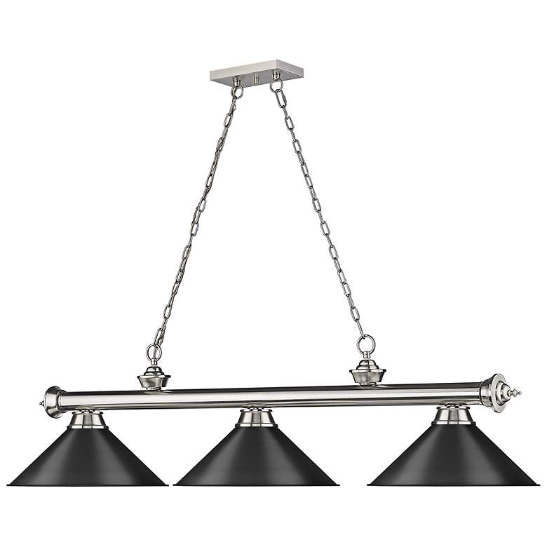 Image 6 Cordon 57 1/4" Wide Black and Black 3-Light Billiard Pendant more views