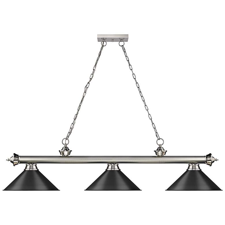 Image 7 Cordon 57 1/4" Wide Black and Black 3-Light Billiard Pendant more views