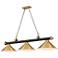 Cordon 57 1/4" Wide Black and Brass 3-Light Billiard Pendant