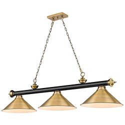 Cordon 57 1/4" Wide Black and Brass 3-Light Billiard Pendant
