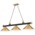 Cordon 57 1/4" Wide Black and Brass 3-Light Billiard Pendant