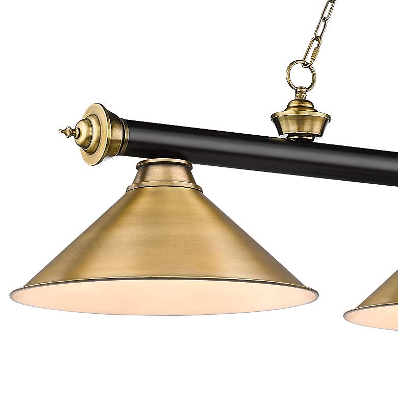 Image 4 Cordon 57 1/4" Wide Black and Brass 3-Light Billiard Pendant more views
