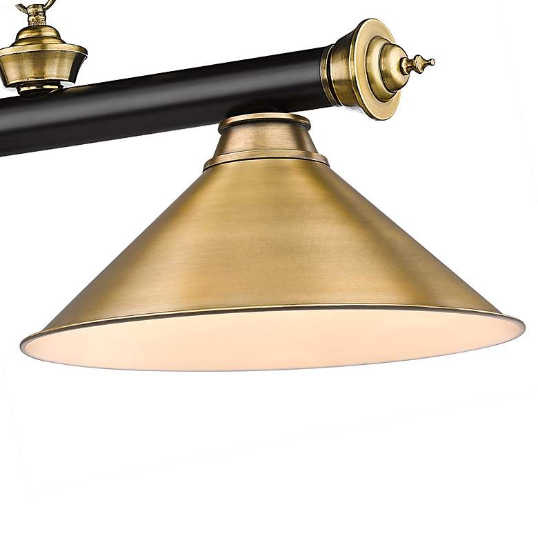 Image 5 Cordon 57 1/4" Wide Black and Brass 3-Light Billiard Pendant more views