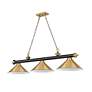 Cordon 57 1/4" Wide Black and Brass 3-Light Billiard Pendant in scene