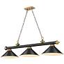 2_Cordon 57 1/4" Wide Black Brass 3-Light Billiard Pendant