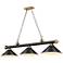 Cordon 57 1/4" Wide Black Brass 3-Light Billiard Pendant