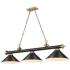Cordon 57 1/4" Wide Black Brass 3-Light Billiard Pendant