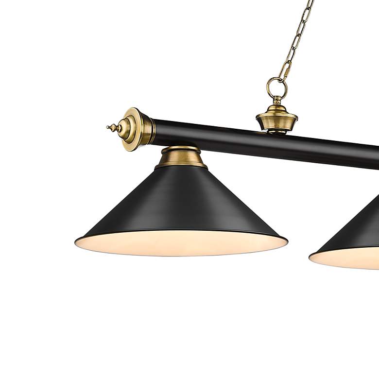 Image 3 Cordon 57 1/4" Wide Black Brass 3-Light Billiard Pendant more views