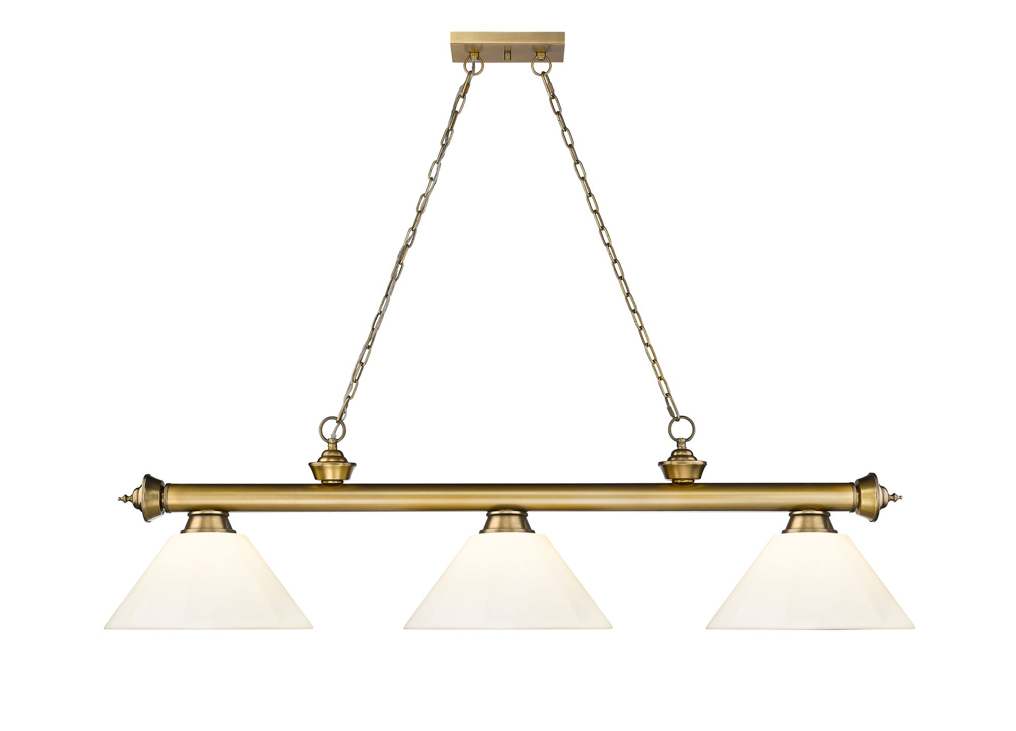 Image 6 Cordon 57 1/4" Wide Brass Billiard Pendant w/ White Shades more views