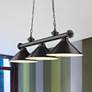 1_Cordon 57 1/4" Wide Bronze Plate 3-Light Billiard Pendant