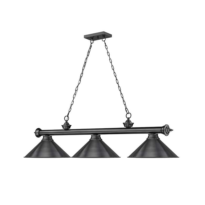 Image 6 Cordon 57 1/4" Wide Bronze Plate 3-Light Billiard Pendant more views