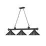 6_Cordon 57 1/4" Wide Bronze Plate 3-Light Billiard Pendant more views