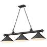 2_Cordon 57 1/4" Wide Bronze Plate 3-Light Billiard Pendant