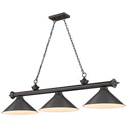 Cordon 57 1/4" Wide Bronze Plate 3-Light Billiard Pendant