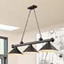 1_Cordon 57 1/4" Wide Bronze Plate 3-Light Billiard Pendant