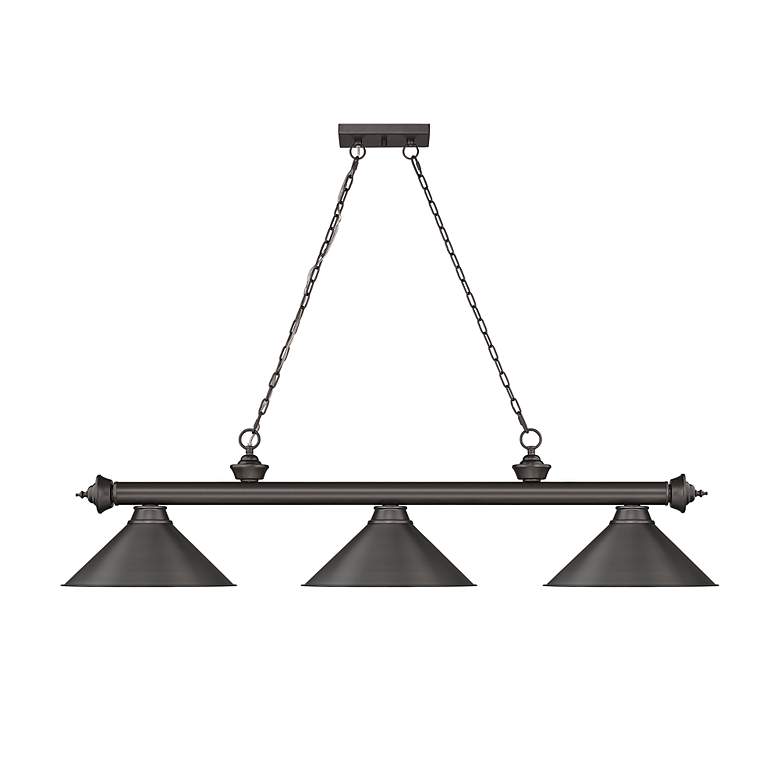 Image 5 Cordon 57 1/4" Wide Bronze Plate 3-Light Billiard Pendant more views