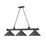 6_Cordon 57 1/4" Wide Bronze Plate 3-Light Billiard Pendant more views