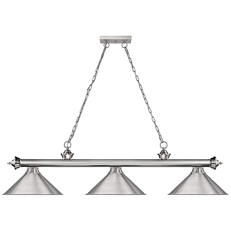 Image 7 Cordon 57 1/4" Wide Brushed Nickel 3-Light Billiard Pendant more views
