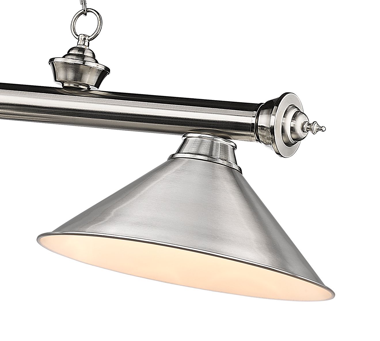 Cordon 57 1/4" Wide Brushed Nickel 3-Light Billiard Pendant in scene