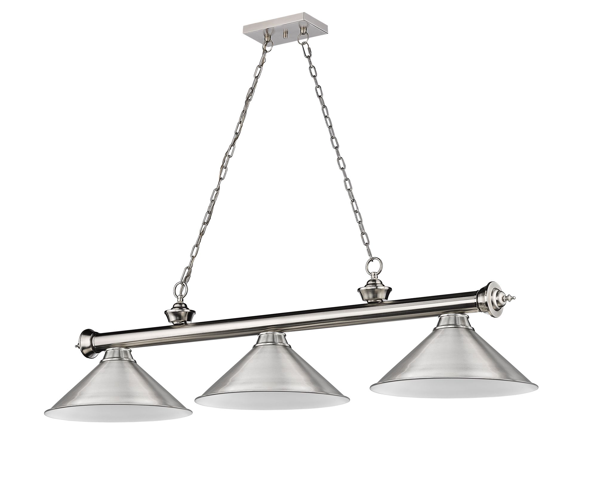 Cordon 57 1/4" Wide Brushed Nickel 3-Light Billiard Pendant in scene