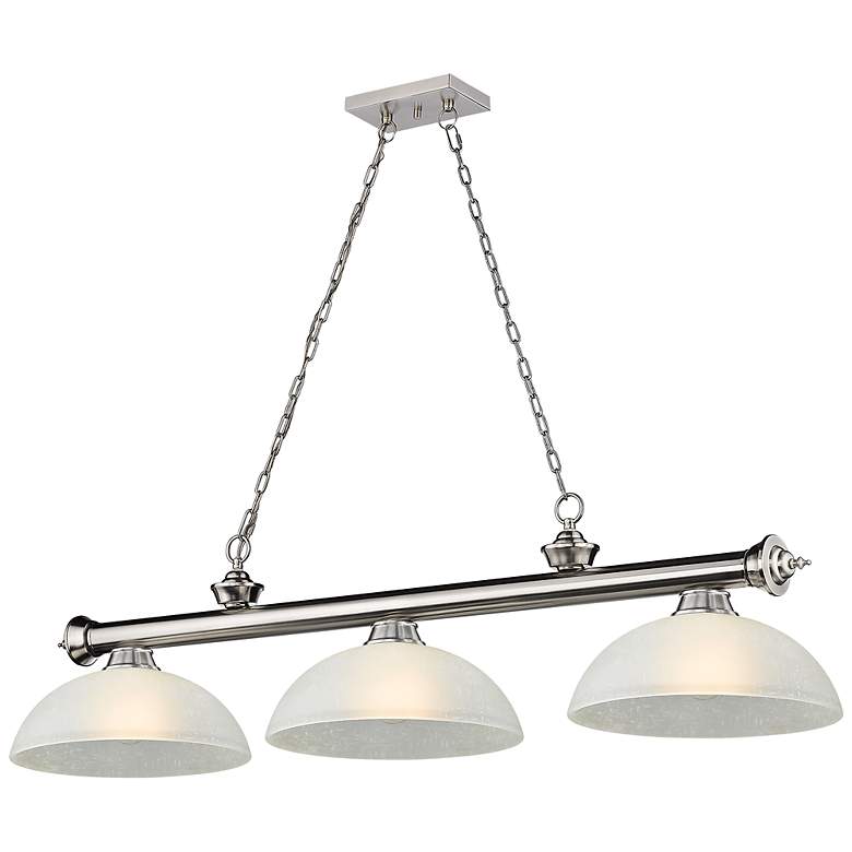 Image 2 Cordon 57 1/4" Wide Brushed Nickel 3-Light Billiard Pendant