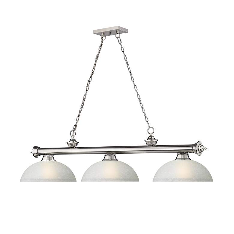 Image 6 Cordon 57 1/4" Wide Brushed Nickel 3-Light Billiard Pendant more views