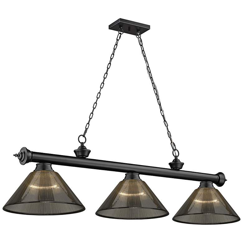 Image 3 Cordon 57 1/4" Wide Matte Black 3-Light Billiard Pendant