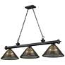 3_Cordon 57 1/4" Wide Matte Black 3-Light Billiard Pendant
