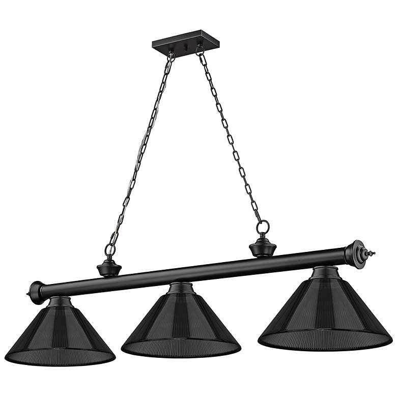Image 6 Cordon 57 1/4" Wide Matte Black 3-Light Billiard Pendant more views