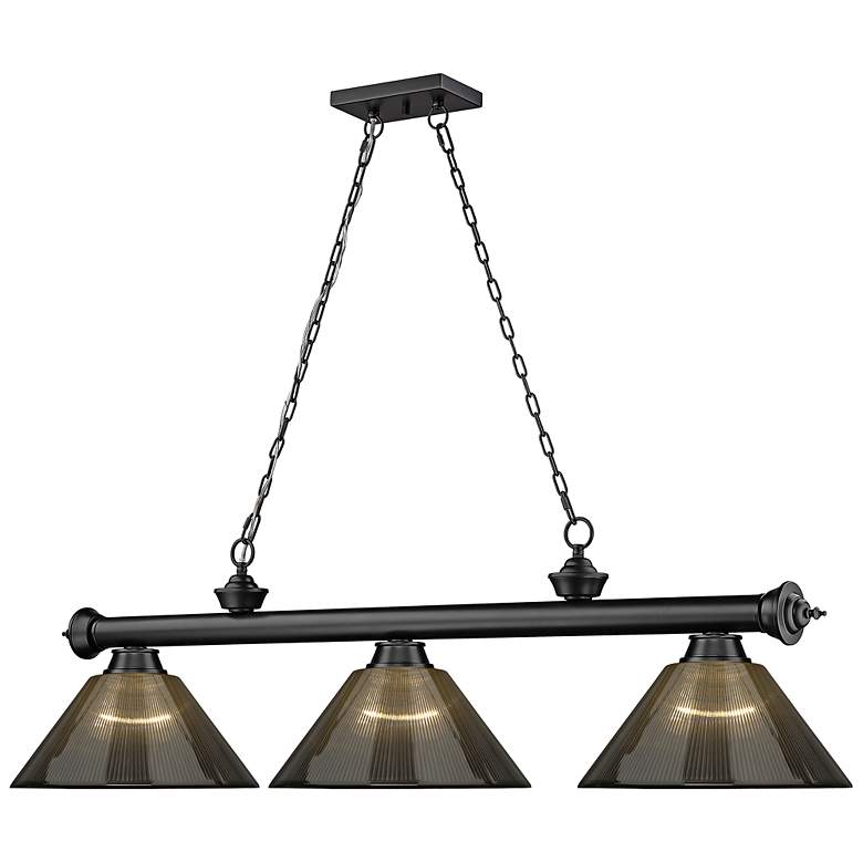 Image 7 Cordon 57 1/4" Wide Matte Black 3-Light Billiard Pendant more views