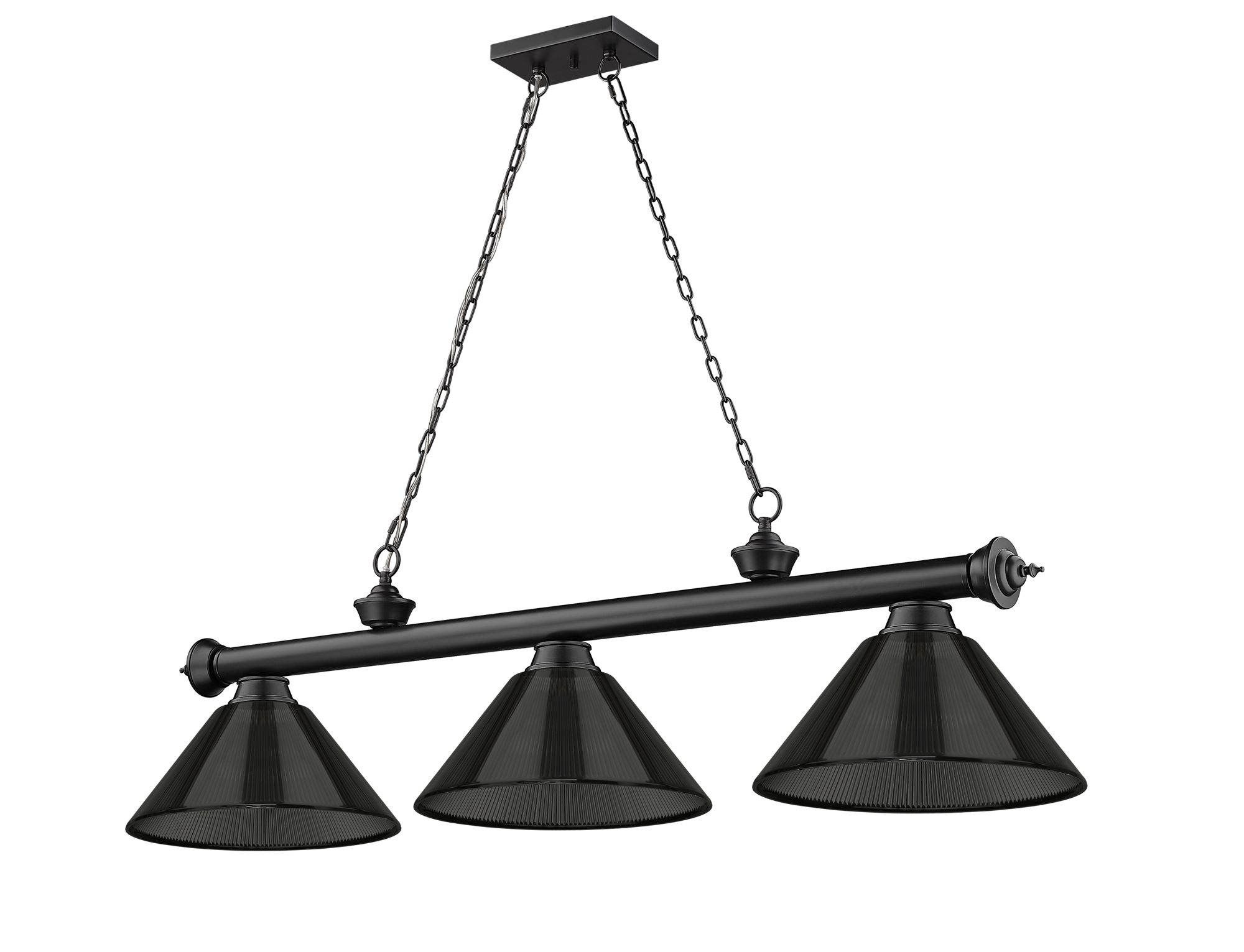 Cordon 57 1/4" Wide Matte Black 3-Light Billiard Pendant in scene