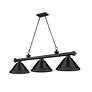 Cordon 57 1/4" Wide Matte Black 3-Light Billiard Pendant in scene
