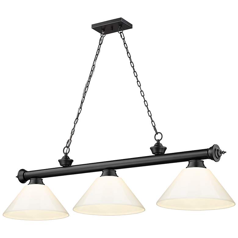 Image 3 Cordon 57 1/4" Wide Matte Black 3-Light Billiard Pendant