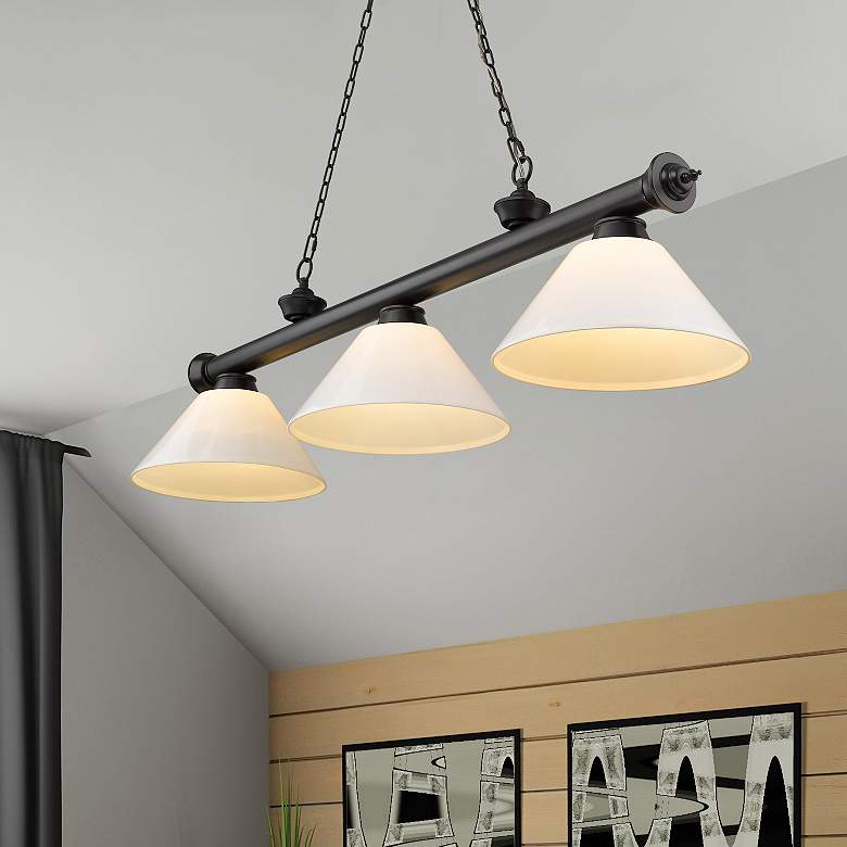 Image 2 Cordon 57 1/4" Wide Matte Black 3-Light Billiard Pendant