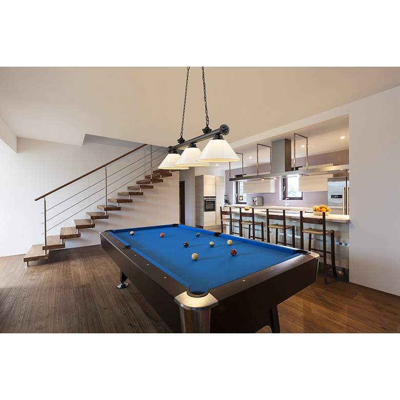 Image 4 Cordon 57 1/4" Wide Matte Black 3-Light Billiard Pendant more views