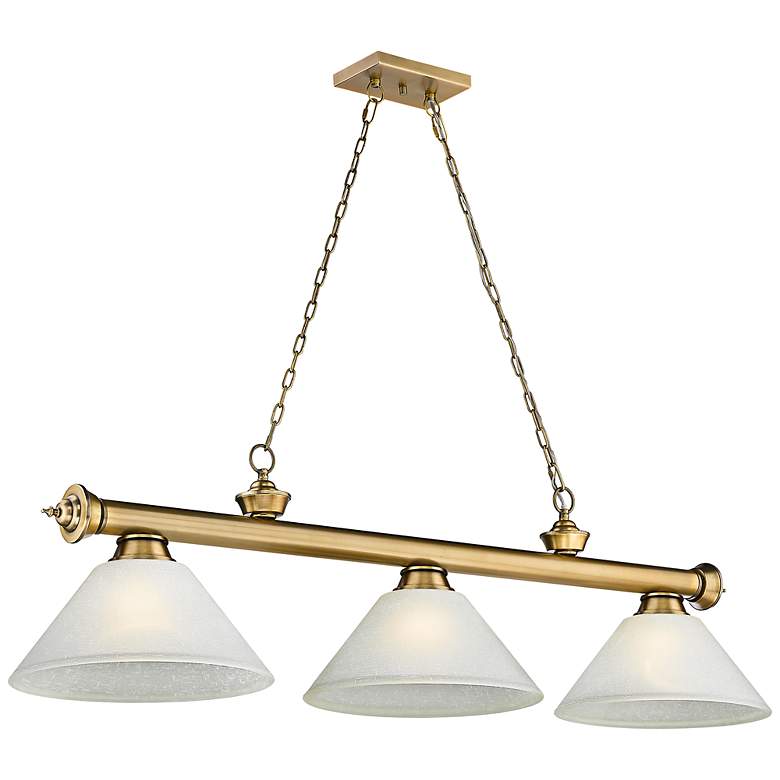 Image 3 Cordon 57 1/4" Wide Rubbed Brass 3-Light Billiard Chandelier