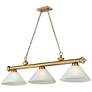 Cordon 57 1/4" Wide Rubbed Brass 3-Light Billiard Chandelier in scene