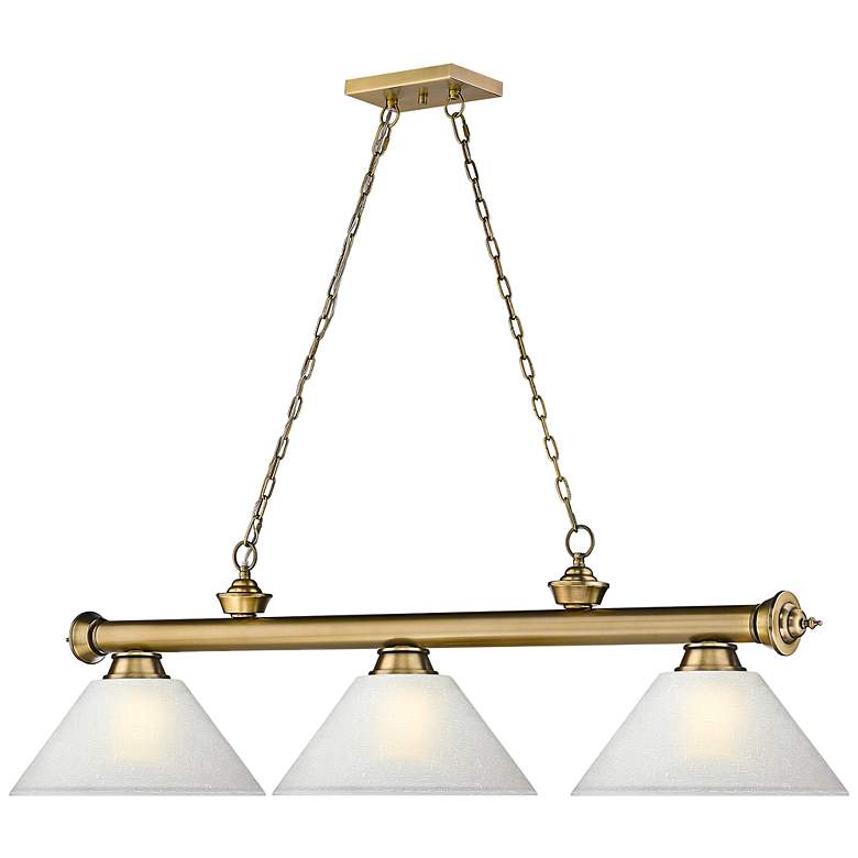 Image 6 Cordon 57 1/4" Wide Rubbed Brass 3-Light Billiard Chandelier more views