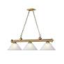 Cordon 57 1/4" Wide Rubbed Brass 3-Light Billiard Chandelier in scene