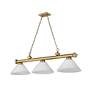 Cordon 57 1/4" Wide Rubbed Brass 3-Light Billiard Chandelier in scene