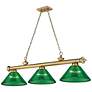 3_Cordon 57 1/4" Wide Rubbed Brass 3-Light Billiard Pendant
