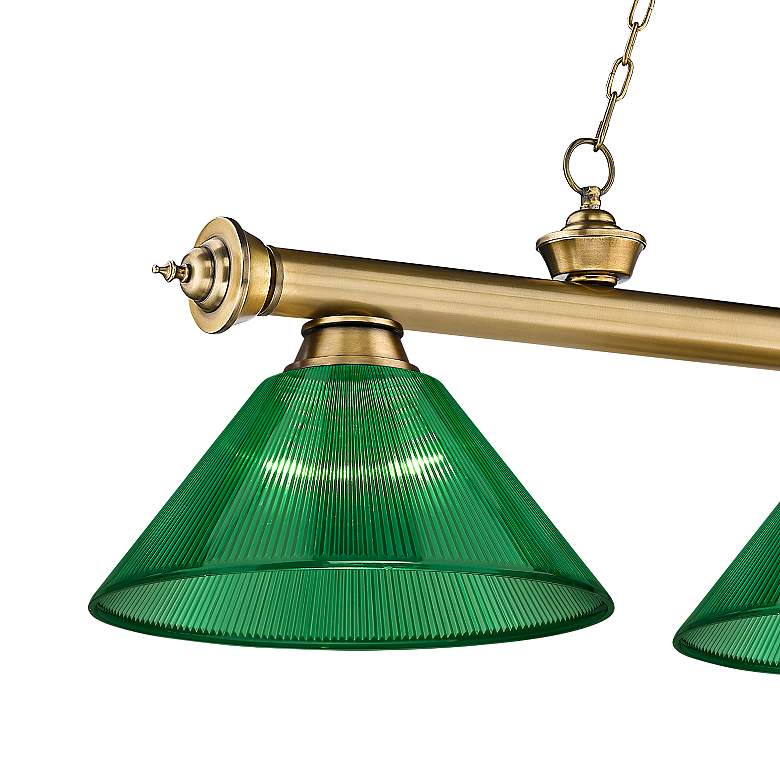 Image 4 Cordon 57 1/4" Wide Rubbed Brass 3-Light Billiard Pendant more views